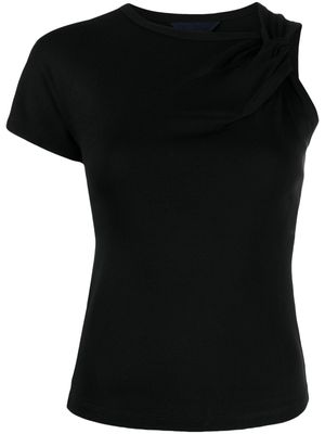 Juun.J single-sleeved draped T-shirt - Black
