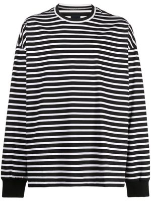 Juun.J stripe-pattern long-sleeve cotton T-shirt - Black