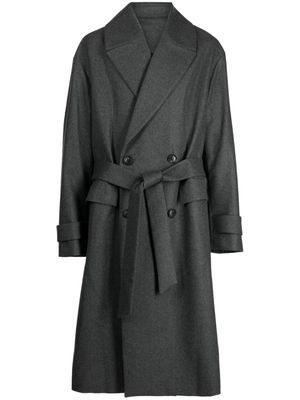 Juun.J tied-waist wool coat - Grey