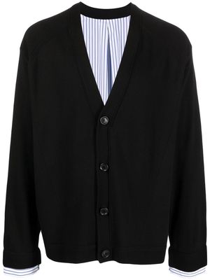 Juun.J V-neck wool-blend cardigan - Black
