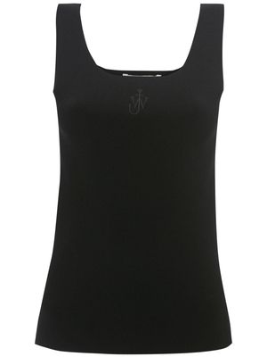 JW Anderson Anchor-embroidered square-neck tank top - Black