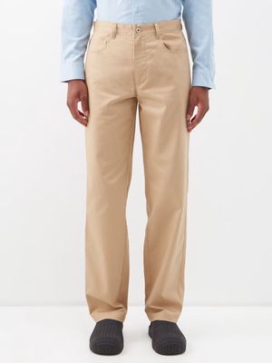 JW Anderson - Anchor-embroidery Cotton-canvas Chinos - Mens - Beige