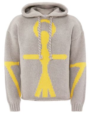 JW Anderson anchor logo-detail knit hoodie - Grey