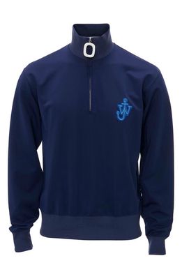 JW Anderson Anchor Patch Half Zip Track Top in Oxford Blue