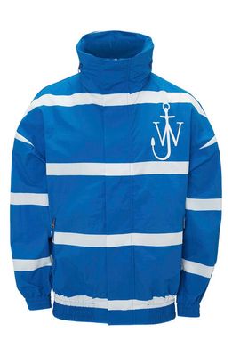 JW Anderson Anchor Patch Stripe Nylon Track Jacket in Azure Blue