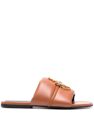 JW Anderson Anchor plaque leather slides - Brown