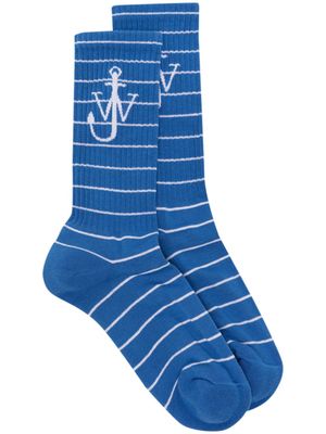 JW Anderson Anchor striped socks - Blue