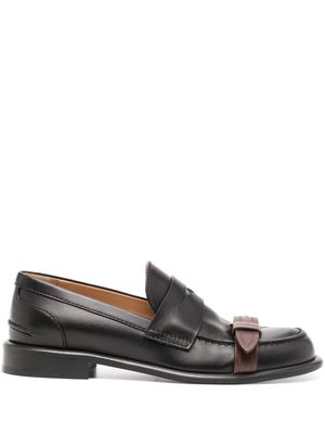 JW Anderson Animated buckle-detail leather loafers - Black