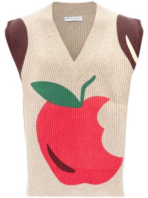JW Anderson apple-motif knitted vest - Neutrals