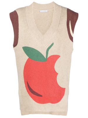 JW Anderson apple motif V-neck vest - Neutrals
