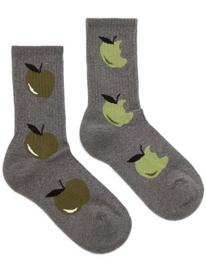 JW Anderson apple-print detail socks - Grey