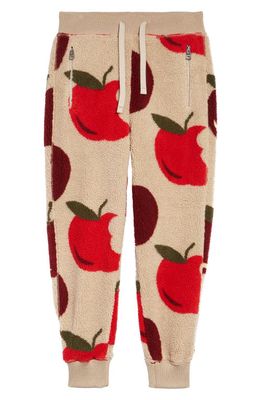 JW Anderson Apple Print Fleece Joggers in Beige/Red
