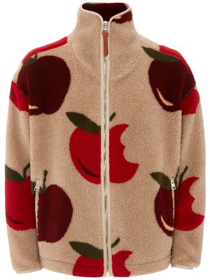 JW Anderson apple-print fleece-texture jacket - Neutrals