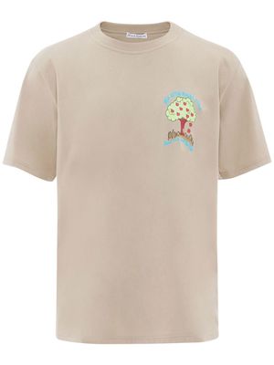 JW Anderson Apple Tree logo-print T-shirt - Neutrals