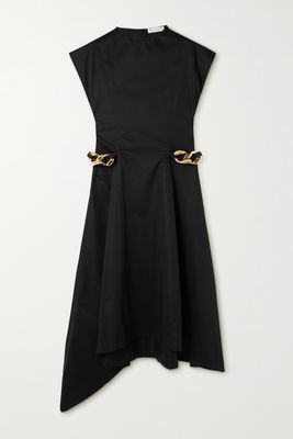 JW Anderson - Asymmetric Embellished Cotton-gabardine Midi Dress - Black