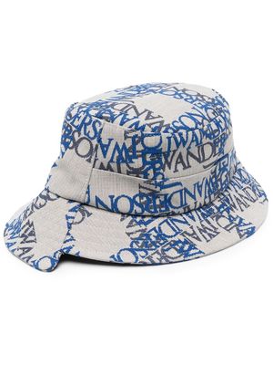 JW Anderson asymmetric logo-print bucket hat - Neutrals