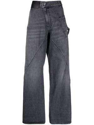 JW Anderson asymmetrical washed denim trousers - Grey