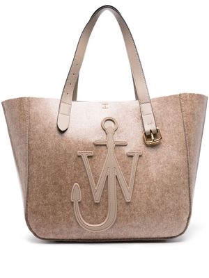 JW Anderson Belt Anchor-embroidered tote bag - Neutrals
