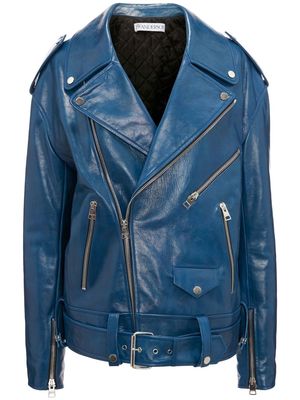 JW Anderson belted leather jacket - Blue