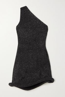 JW Anderson - Bumper One-shoulder Metallic Knitted Mini Dress - Black