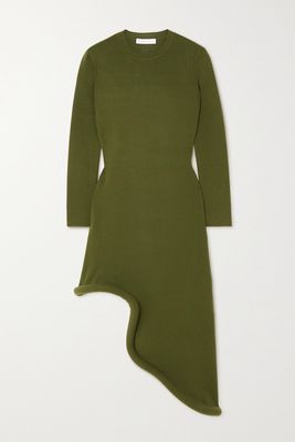 JW Anderson - Bumper Tube Asymmetric Knitted Midi Dress - Green