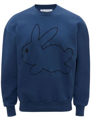 JW Anderson bunny-embroidered cotton sweatshirt - Blue