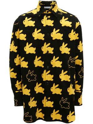 JW Anderson bunny-print corduroy shirt - Black