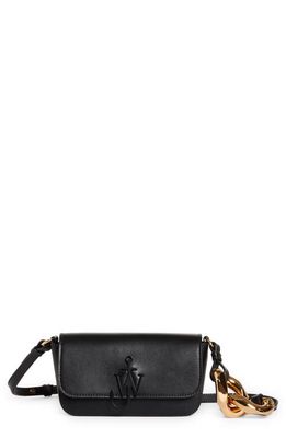 JW Anderson Chain Baguette Anchor Leather Crossbody Bag in Black