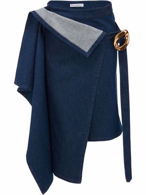 JW Anderson chain-detail draped denim skirt - Blue