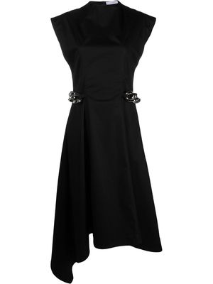 JW Anderson chain-detailed asymmetric midi dress - Black