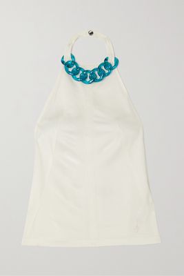 JW Anderson - Chain-embellished Gabardine Halterneck Top - Off-white