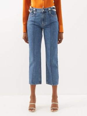 JW Anderson - Chain-embellished Slim-fit Jeans - Womens - Mid Denim