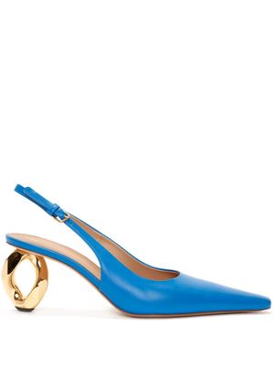 JW Anderson Chain-heel slingback leather sandals - Blue