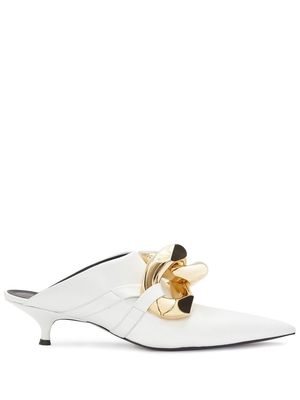 JW Anderson Chain leather kitten mules - White