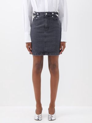 JW Anderson - Chain-link Denim Mini Skirt - Womens - Black