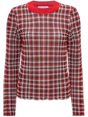 JW Anderson check-pattern crew-neck top - Red