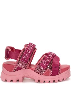 JW Anderson Chunky glitter touch-strap sandals - Pink