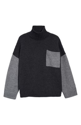 JW Anderson Colorblock Mock Neck Sweater in Graphite/Grey