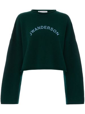 JW Anderson cropped logo-print jumper - Green