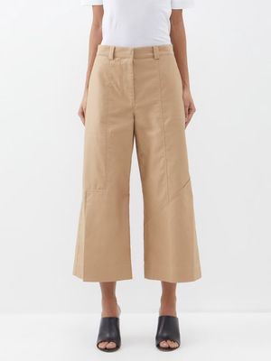 JW Anderson - Cropped Wide-leg Cotton Trousers - Womens - Beige
