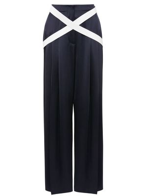 JW Anderson crossover-strap wide-leg trousers - Blue
