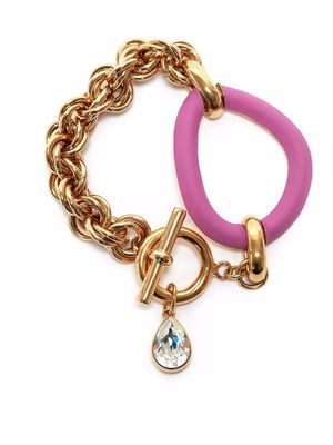 JW Anderson crystal-pendant chunky chain-link bracelet - Gold