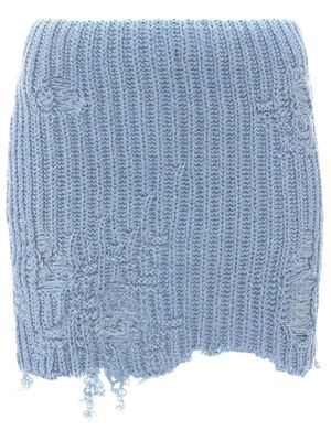 JW Anderson distressed knitted mini skirt - Blue