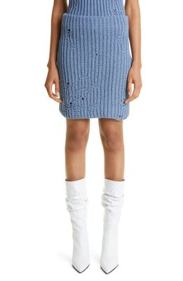 JW Anderson Distressed Sweater Miniskirt in Denim Melange