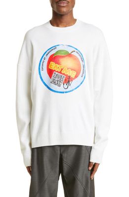 JW Anderson Eat Me Graphic Crewneck Sweater in White