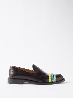 JW Anderson - Elastic-band Leather Loafers - Mens - Black