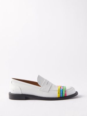 JW Anderson - Elastic-band Leather Loafers - Mens - White