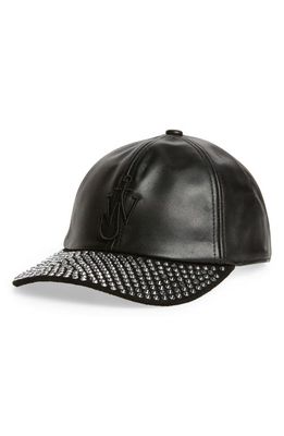 JW Anderson Embellished Leather Blend Baseball Cap in Black