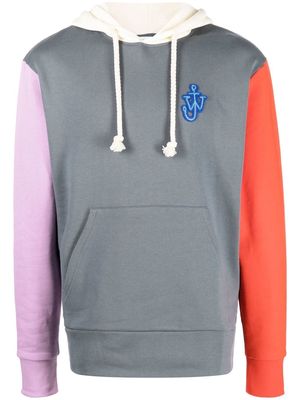 JW Anderson embroidered Anagram colour-block hoodie - Grey