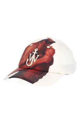 JW Anderson Embroidered Anchor Logo Baseball Cap in Off White